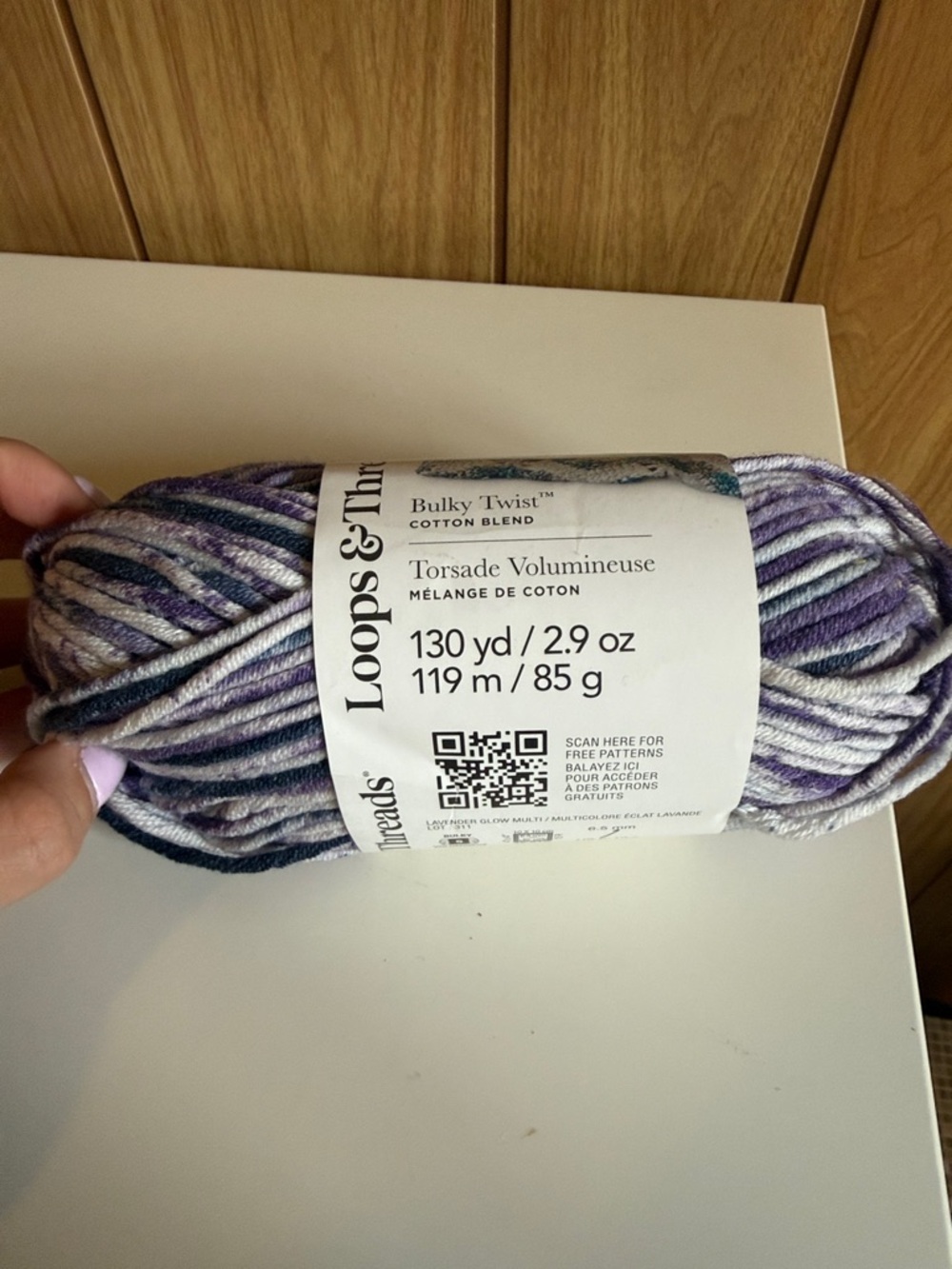 Loops & Threads Bulky Twist Cotton Blend Yarn - Purple/White Mix